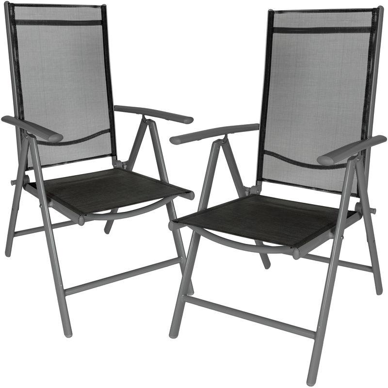 Tectake 2 Chaises De Camping Ou De Jardin Pliables Aluminium Avec Accoudoirs Et Dossier Haut Gris Anthracite Noir Comparer Les Prix De Tectake 2 Chaises De Camping Ou De Jardin