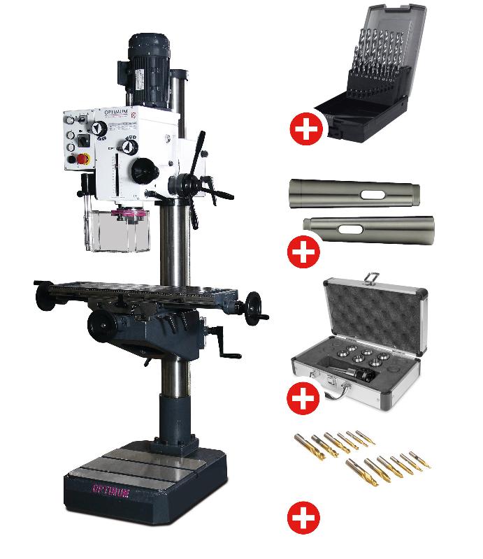 Pack Perceuse-fraiseuse à colonne perçage jusqu'à ø 32 mm CM4/M16 1,5 kW 400 V table croisée et accessoires de base Optidrill DH40CT PACK_0