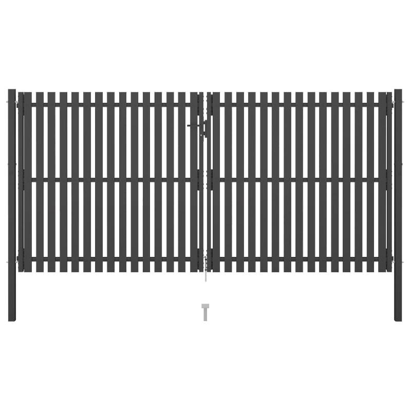 Vidaxl portail de clôture de jardin acier 4x2,25 m anthracite 146337_0