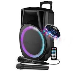 Enceinte Active - FestiSound FESTI15 - 38CM - 700W - sur Batterie - Effet RING LED - USB SD Bluetooth TWS - 2 Micros + OVNI - 3701123946813_0