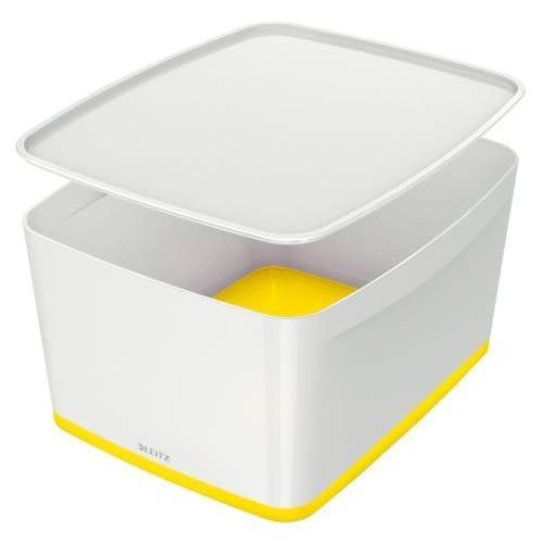 Leitz boîte mybox medium avec couvercle en abs. Coloris blanc fond jaune_0
