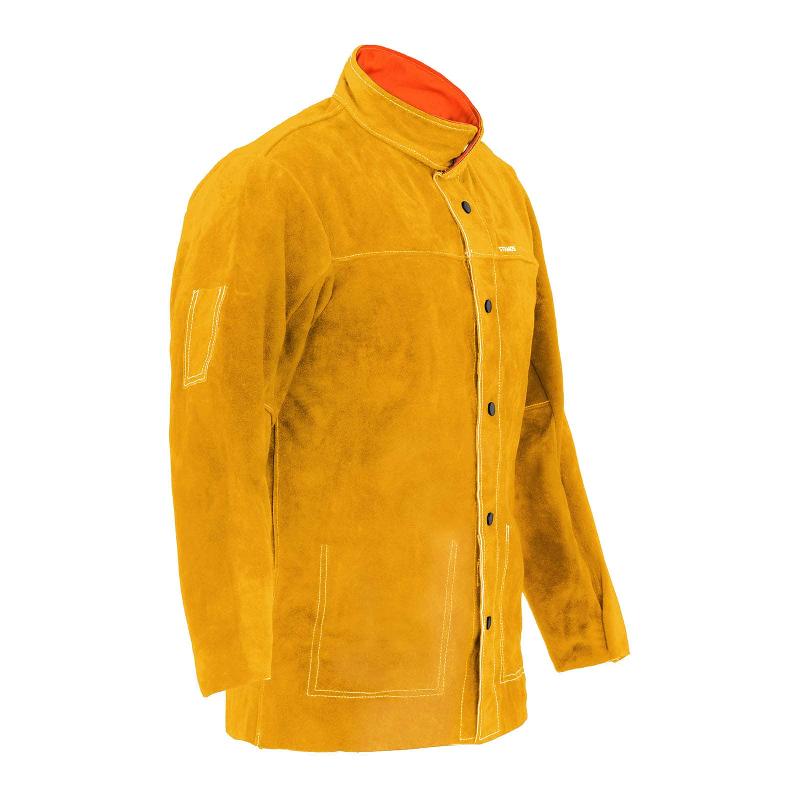 VESTE DE SOUDEUR EN CUIR CROUTE DE BOVIN JAUNE TAILLE L OUTILS ATELIER 14_0007108_0