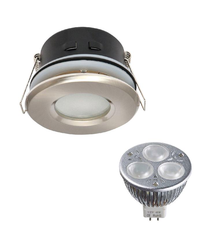 PACK SPOT ENCASTRABLE SALLE DE BAIN NICKEL SATINÉ ROND GU5.3 MR16 IP67 6W BLANC NEUTRE AMPOULE FOURNIE EDISON_0