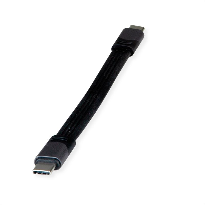 ROLINE Câble USB4 Gen3x2, Emark, plat, C-C, M/M, 40Gbit/s, 100W , noir, 15 cm_0