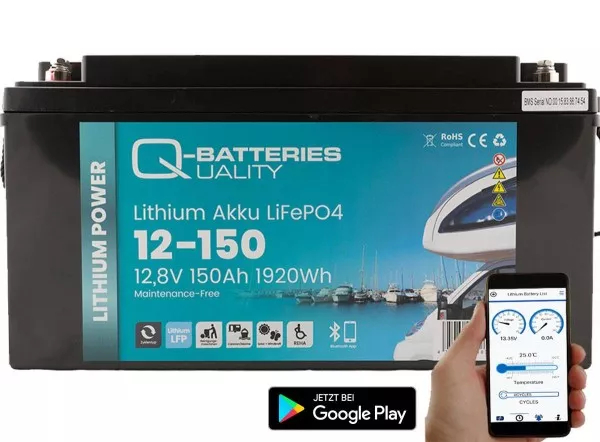 Batterie Lithium Q-Batteries Akku LifePO4 12-150 12,8V 150Ah avec Bluetooth_0