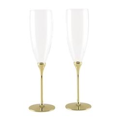 Aulica set de 2 flutes en verre pied metal dore - 3701503002931_0