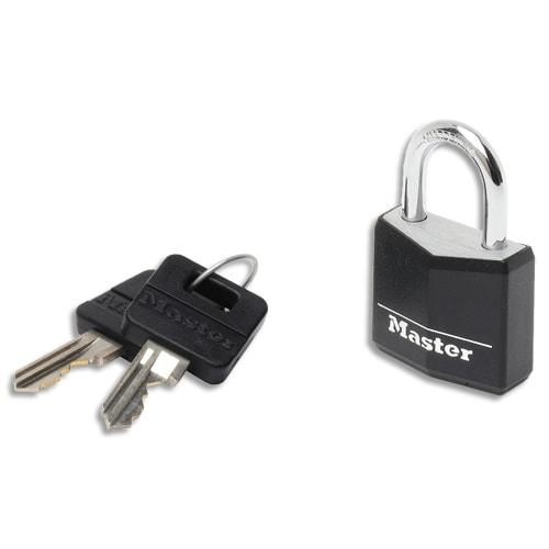 Master lock cadenas en aluminium recouvert vinyle noir largeur 30 mm. Livré avec 2 clés. Sous blister_0