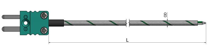 Thermocouple filaire Soie de verre (SDV/SDV/Tresse inox) avec sortie connecteur - TC51_0
