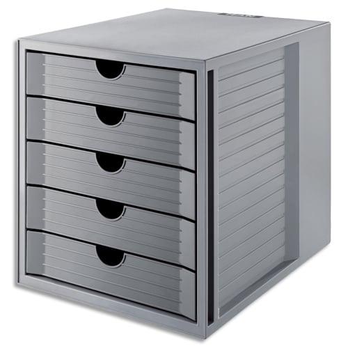 Han module classement systembox karma 5 tiroirs ps recyclé. Ange bleu. Dim (lxhxp) : 27,5x32x33 cm. Gris_0