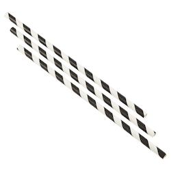 Genware Pailles Papier Rayures Noires et Blanches x 500 pièces Ø 0.6cm X Longueur 20cm - 5020403173212_0