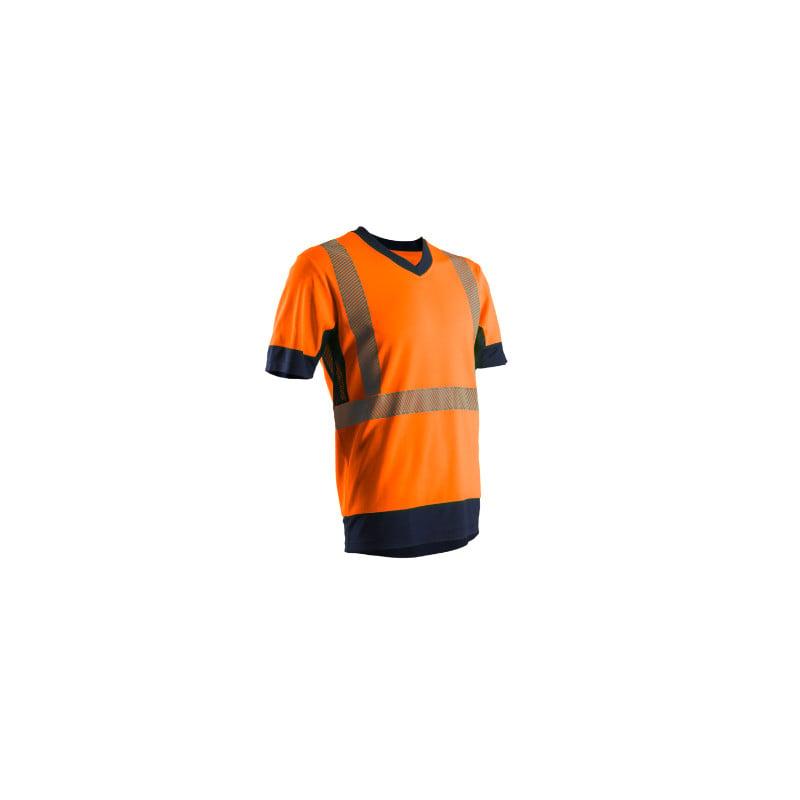 T-shirt manches courtes - KOMO - 55% CO/45% PES 150g/m2  + Mesh + Bandes segmentées - Orange HV/Marine - COVERGUARD | 7KOMO_0