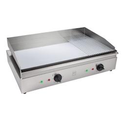 METRO Professional Plaque de grill électrique GEG2112, Inox, 72 x 49.8 x 24cm, Bac de récupération amovible, Surface lisse / striée, 3500 W, argen_0