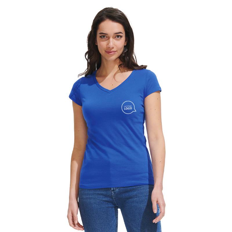 Tee shirt col V femme Moon couleur - Tee-shirts personnalisés couleur_0