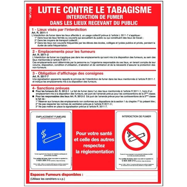 Panneaux rigides 300x400 mm affichage consignes légales lutte contre le tabagisme - PNLGPSC-NV01/TBC_0