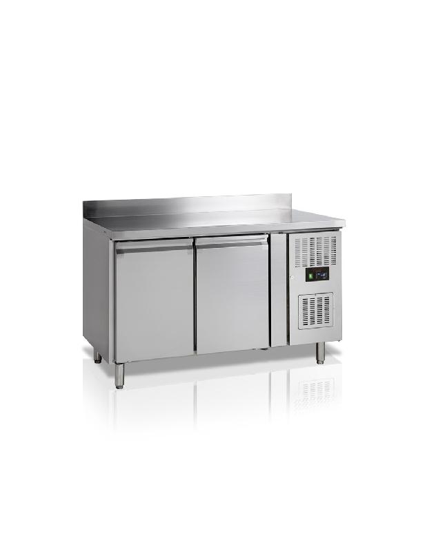 Desserte réfrigérée positive 2 portes adossée TEFCOLD - Extérieur et intérieur inox - Volume 272 litres_0