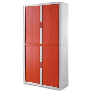 Easyoffice armoire démontable corps en ps teinté blanc rideau rouge - dim l110x h204x p41,5 cm_0