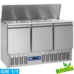 Saladette avec couvercle et réserve 3 portes 380 litres compact line 1365x700xh870/1180 - SAL3M/R6_0