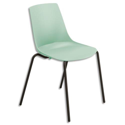 Chaise cléo polyvalente coque en polypropylène vert d'eau, 4 pieds noirs en métal_0