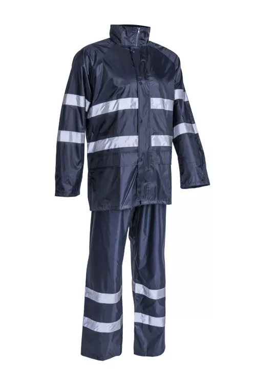 Ensemble de pluie - 100% Polyester enduit PVC souple 200g/m2 + Bandes - Marine - Référence : 5RAI12_0