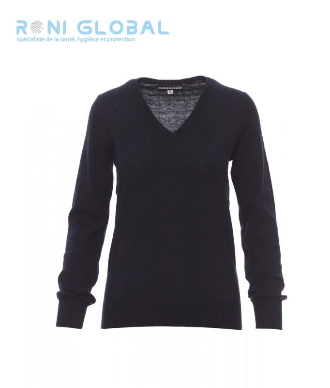 PULLOVER FEMME COL EN V EN COTON/LAINE - BUSINESS PAYPER_0