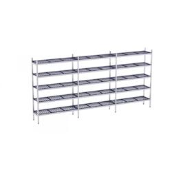 Distform Rayonnage en Inox avec Clayettes 5 Niveaux en Polypropylène P.400mm et H.1800mm Acier inoxydable 4920x400x400x1800mm - 651637855961_0