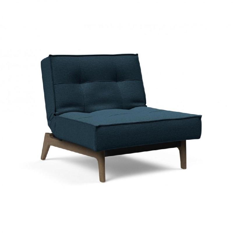 INNOVATION LIVING FAUTEUIL SPLITBACK EIK CONVERTIBLE LIT 90*115 CM PIEDS CHÊNE NOYER TISSU ARGUS NAVY BLUE_0