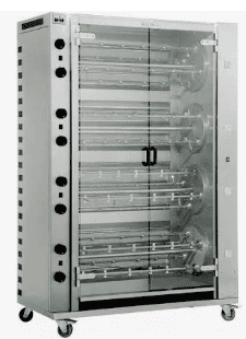 Rôtissoire gaz Multiirotatif 4 plateaux 16 broches /96 poulets- MCM 16MR_0