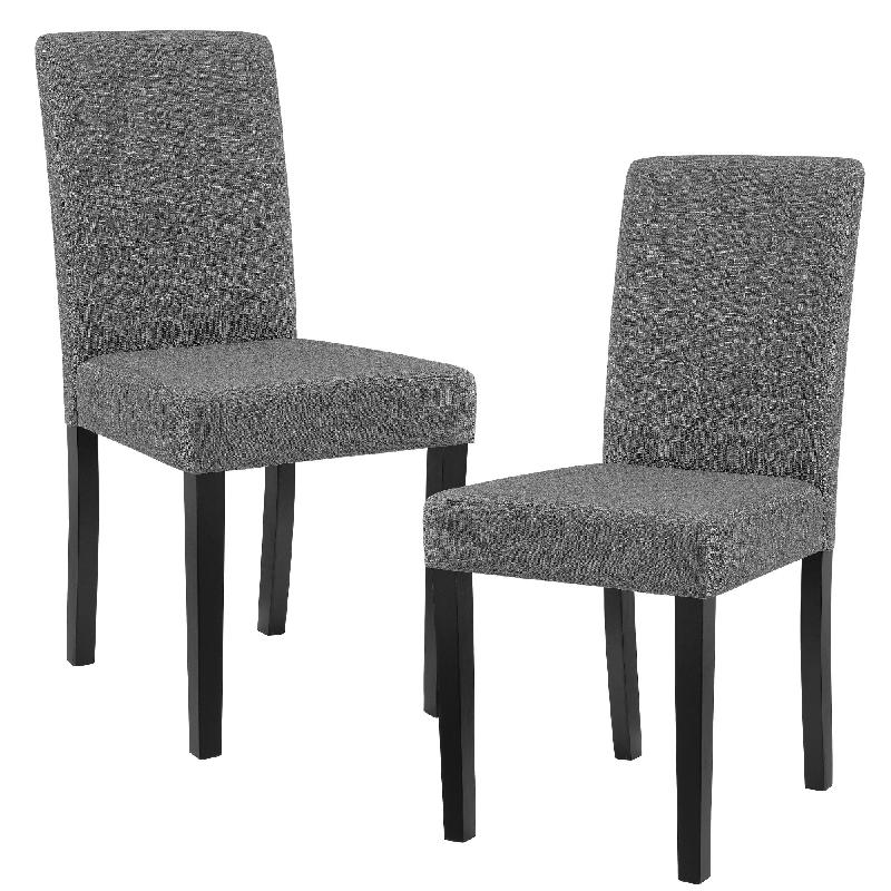 SET DE 2 CHAISES REMBOURRÉES EN TISSU POLYESTER 90 CM GRIS ET NOIR 03_0003635_0