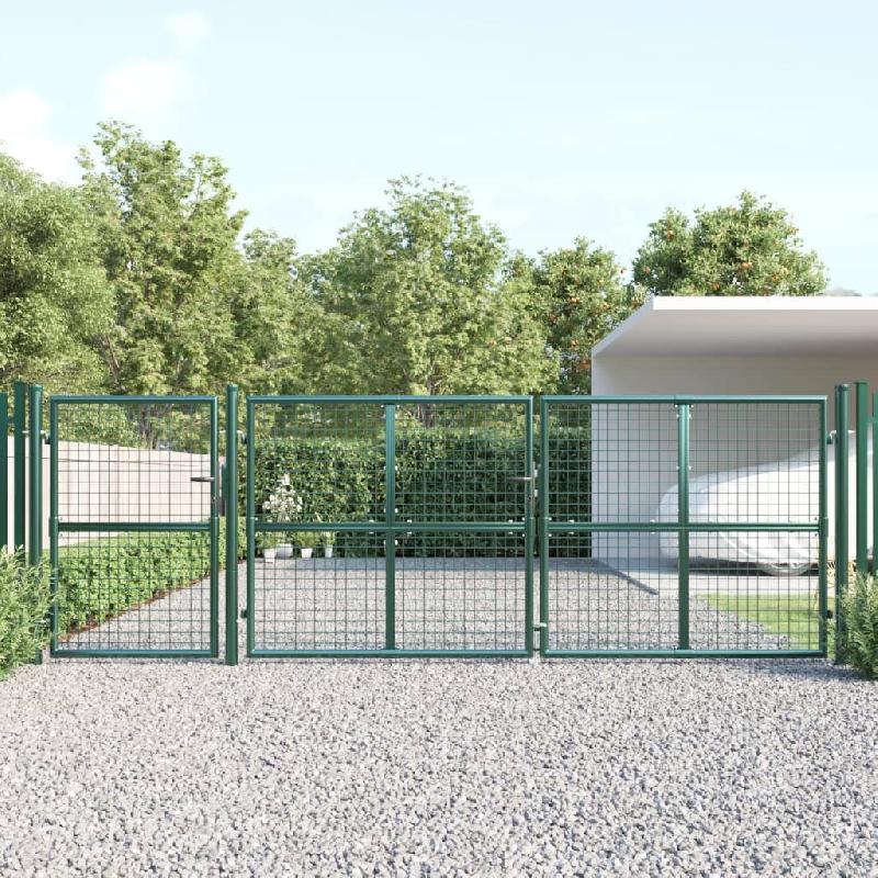 Vidaxl portal de jardin maille vert 400x175 cm acier galvanisé 154537_0