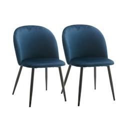 METRO PROFESSIONAL Chaise de restaurant rembourrée Lika, lot de 2, acier/polyester, bleu foncé/noir - bleu polyester 4894926209328_0