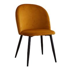 Mobiliara Chaises Eva velours ocre - Lot de 2 - jaune textile A06394/01_0