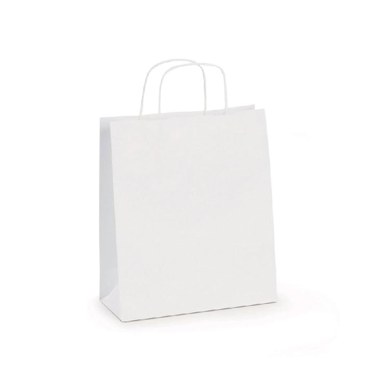 RAJA Sac kraft à poignées torsadées l.24 x H.34 x soufflet 8 cm - Blanc - carton 100 unités_0