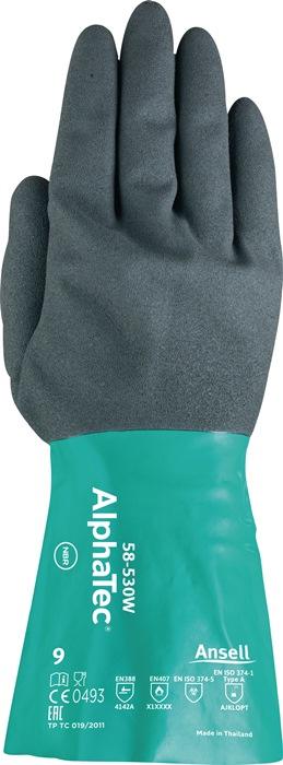 Gant de protection chimique AlphaTec 58-530W taille 10 vert bouteille/gris anthracite EN 388, EN 374, EN 1149 catégorie EPI III ANSELL_0