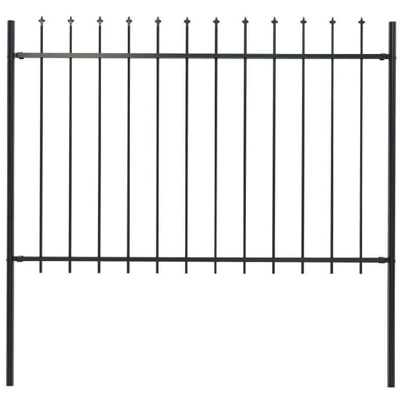 Vidaxl clôture de jardin avec dessus en lance acier 1,7 x 1,2 m noir 144926_0