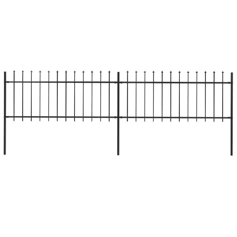 Vidaxl clôture de jardin avec dessus en lance acier 3,4x0,8 m noir 277603_0
