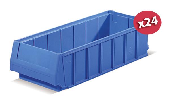 Carton de 24 bacs tiroirs plastique multibox bleu l.160 x p.400 mm_0