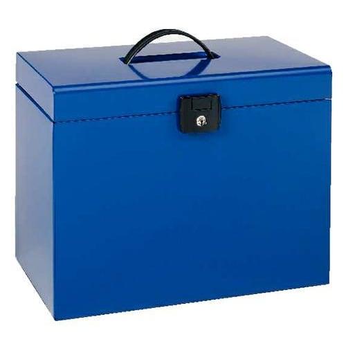Esselte valise de classement en métal. Livrée avec 5 dossiers. Dimensions: 6,8x28,7x23,4cm. Coloris bleu_0