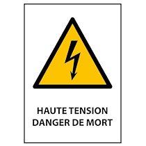 Panneau danger - Haute Tension Danger de Mort - W012  - 210 x 297 - PVC - Lot de 2_0