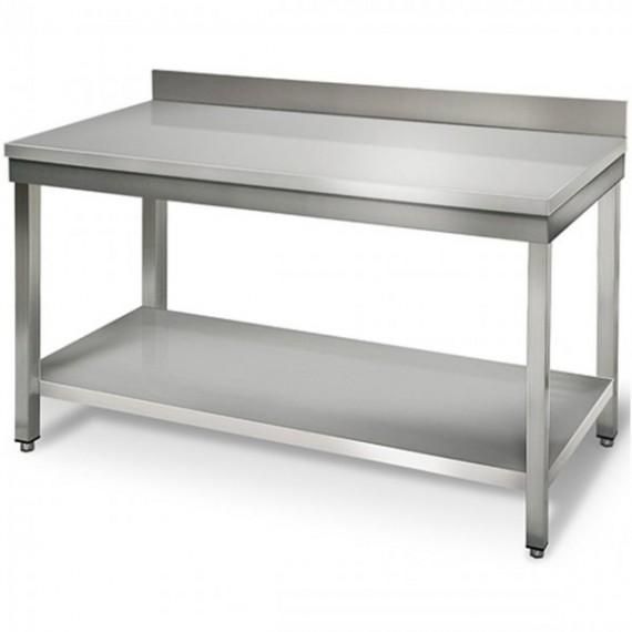 Table inox adossee l800xp700xh950mm avec etagere basse_0