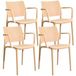 Oviala Business Lot de 4 chaises de terrasse en plastique jaune clair - Oviala - jaune plastique polypropylène 112526_0