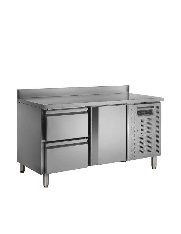 Desserte réfrigérée positive TEFCOLD 2 tiroirs 1 porte inox AISI304 - Groupe logé classe climatique 4 - Evaporateur ventilé_0