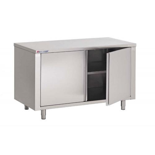 Table armoire inox, portes battantes, l 800 mm / p 600 mm_0