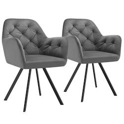 Tectake Fauteuil pivotant en velours Lucia, rembourré - gris anthracite, Lot de 2 -405675 - gris 405675_0