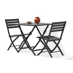 CITY Garden Ensemble repas de jardin 2 places en aluminium gris anthracite - MARIUS - gris aluminium MARIUS-TB70-AN+2CP_0