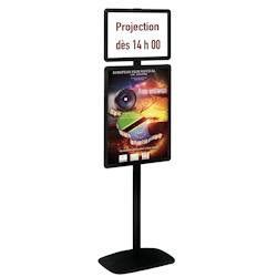 Edimeta Porte-affiches / Porte-messages Cadro-Clic® A2 + A3 sur pied H 158 cm noir - noir aluminium 214017NR_0