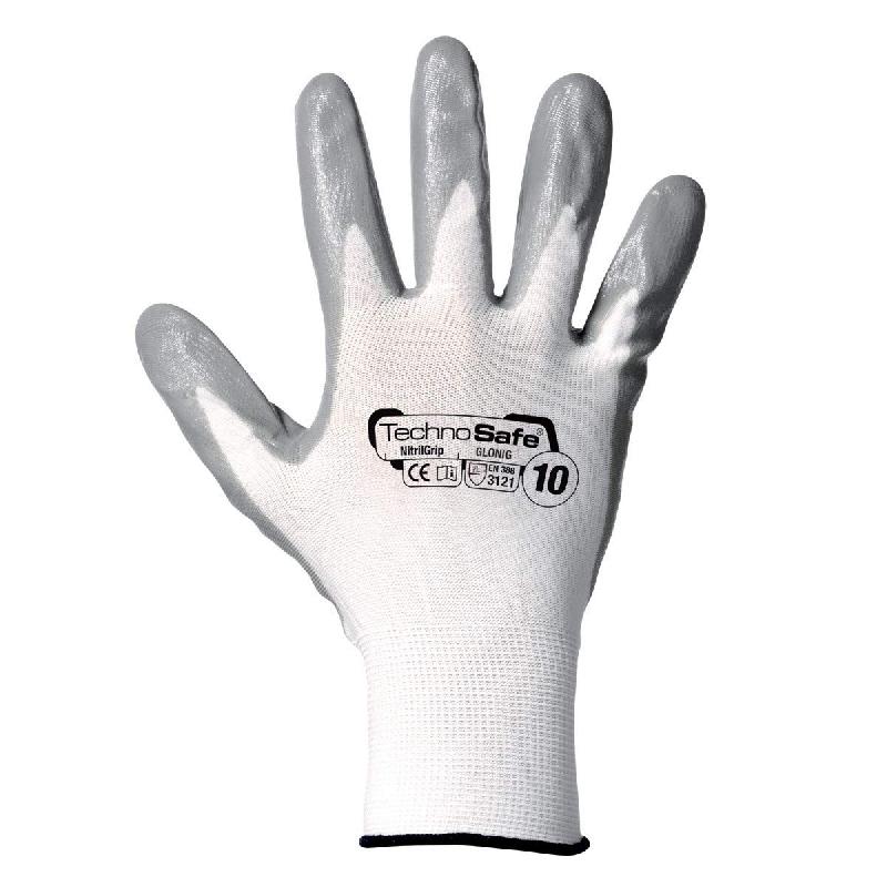 TECHNOSAFE GNG1301WG06 SPALMATI GANTS EN NITRILE, BLANC/GRIS, 6, LOT D_0