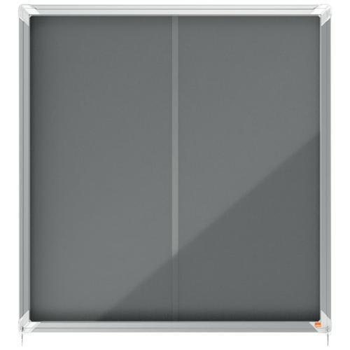 Nobo vitrine d'affichage porte coulissante premium plus - feutre gris - 12 x a4 - 1915337_0