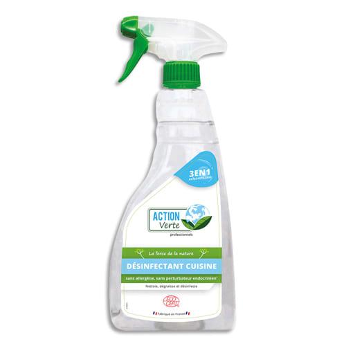 Action verte spray 750 ml désinfectant cuisine 3en1, nettoie, dégraisse désinfecte, sans parfum ecocert_0