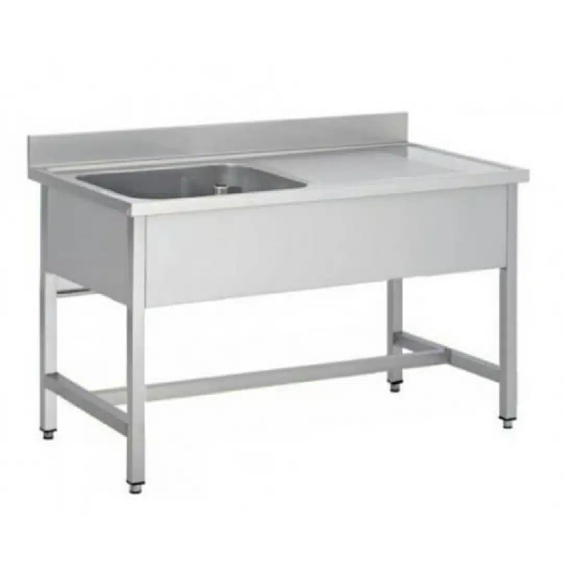 Plonge soudée sur pieds carrés sans étagère inox ferritique 1 bac L 1000 mm (Position bac: Gauche - Réf F-SPL107-1BG-1)_0