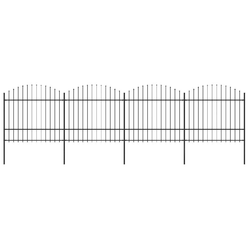 Vidaxl clôture de jardin à dessus en lance acier (1,5-1,75)x6,8 m noir 277742_0